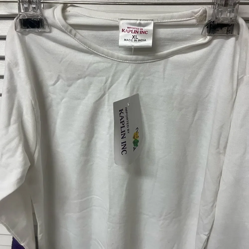 NWT✨KAPLIN✨xl✨Kids White Shirt with Multicolor Cuffs